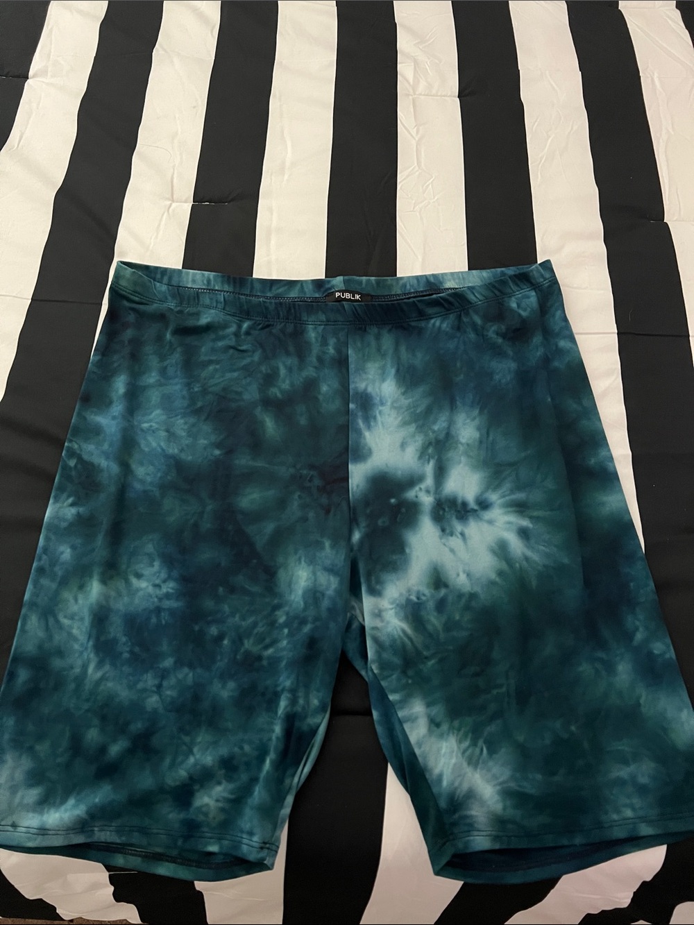 Publik Teal Tie-Dye Bike Shorts